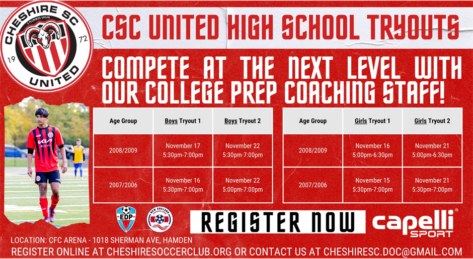 CSC United EDP/NECSL High School Soccer Team Tryouts