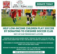 Help Low-Income Children Play Soccer by Donating to Cheshire Soccer Club